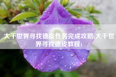 大千世界寻找德皮任务完成攻略(大千世界寻找德皮教程)