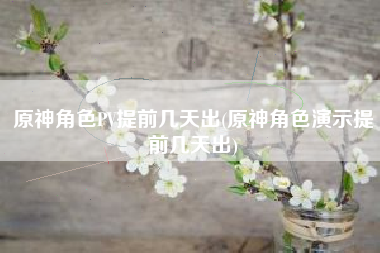原神角色PV提前几天出(原神角色演示提前几天出)