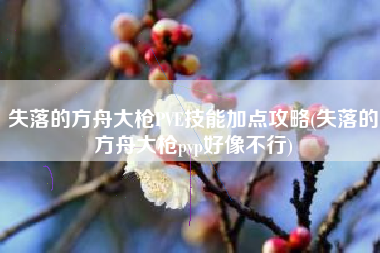 失落的方舟大枪PVE技能加点攻略(失落的方舟大枪pvp好像不行)