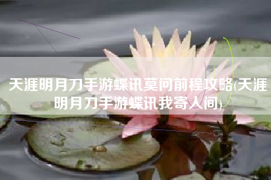 天涯明月刀手游蝶讯莫问前程攻略(天涯明月刀手游蝶讯我寄人间)