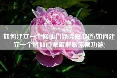 如何建立一个修仙门派除魔卫道(如何建立一个修仙门派破解版无限功德)