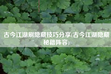 古今江湖刷隐藏技巧分享(古今江湖隐藏秘籍阵容)