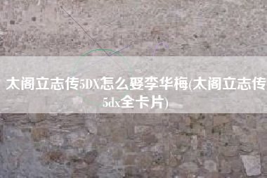 太阁立志传5DX怎么娶李华梅(太阁立志传5dx全卡片)