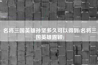 名将三国英雄孙坚多久可以得到(名将三国英雄露颖)