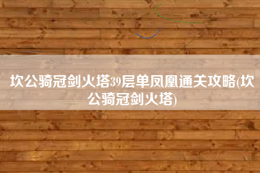 坎公骑冠剑火塔39层单凤凰通关攻略(坎公骑冠剑火塔)