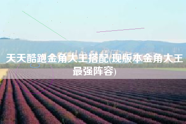 天天酷跑金角大王搭配(现版本金角大王最强阵容)