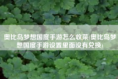 奥比岛梦想国度手游怎么收菜(奥比岛梦想国度手游设置里面没有兑换)