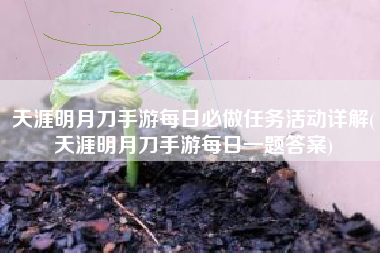 天涯明月刀手游每日必做任务活动详解(天涯明月刀手游每日一题答案)
