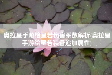 奥拉星手游绘星若伤害系数解析(奥拉星手游绘星若装备追加属性)