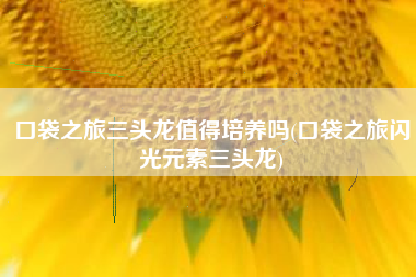 口袋之旅三头龙值得培养吗(口袋之旅闪光元素三头龙)