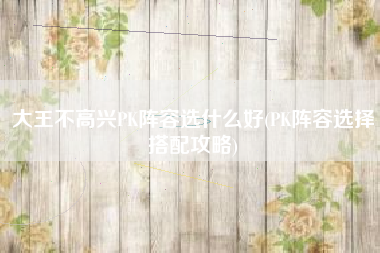 大王不高兴PK阵容选什么好(PK阵容选择搭配攻略)