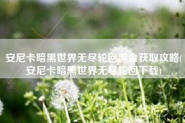 安尼卡暗黑世界无尽轮回黑金获取攻略(安尼卡暗黑世界无尽轮回下载)