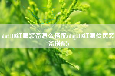 dnf110红眼装备怎么搭配(dnf110红眼贫民装备搭配)