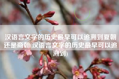 汉语言文字的历史最早可以追溯到夏朝还是商朝(汉语言文字的历史最早可以追溯到)