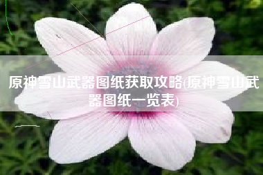原神雪山武器图纸获取攻略(原神雪山武器图纸一览表)