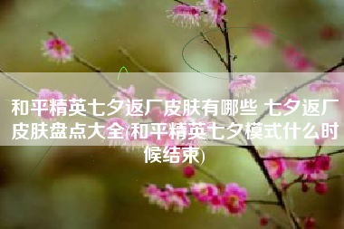 和平精英七夕返厂皮肤有哪些 七夕返厂皮肤盘点大全(和平精英七夕模式什么时候结束)