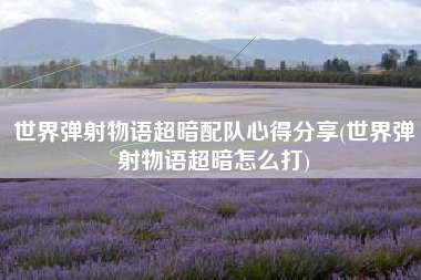 世界弹射物语超暗配队心得分享(世界弹射物语超暗怎么打)