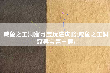 咸鱼之王洞窟寻宝玩法攻略(咸鱼之王洞窟寻宝第三层)