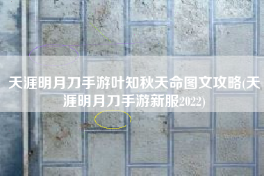 天涯明月刀手游叶知秋天命图文攻略(天涯明月刀手游新服2022)