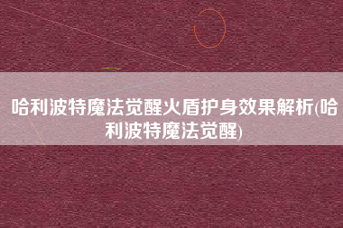 哈利波特魔法觉醒火盾护身效果解析(哈利波特魔法觉醒)