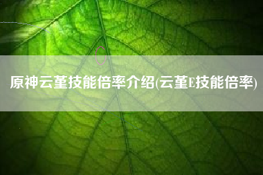 原神云堇技能倍率介绍(云堇E技能倍率)