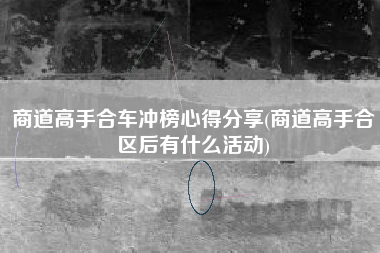 商道高手合车冲榜心得分享(商道高手合区后有什么活动)