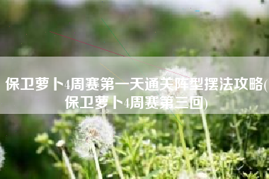 保卫萝卜4周赛第一天通关阵型摆法攻略(保卫萝卜4周赛第三回)