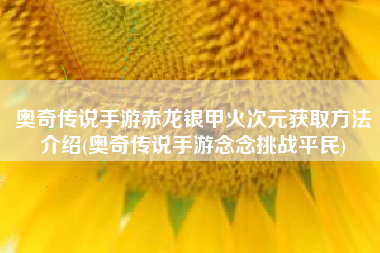 奥奇传说手游赤龙银甲火次元获取方法介绍(奥奇传说手游念念挑战平民)