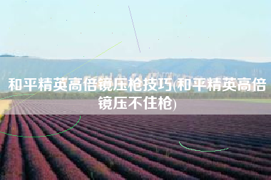 和平精英高倍镜压枪技巧(和平精英高倍镜压不住枪)