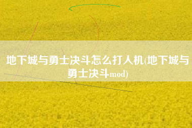 地下城与勇士决斗怎么打人机(地下城与勇士决斗mod)