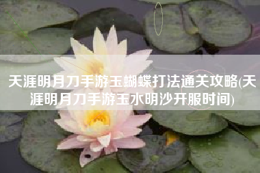 天涯明月刀手游玉蝴蝶打法通关攻略(天涯明月刀手游玉水明沙开服时间)
