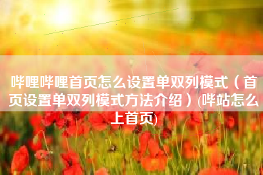哔哩哔哩首页怎么设置单双列模式（首页设置单双列模式方法介绍）(哔站怎么上首页)