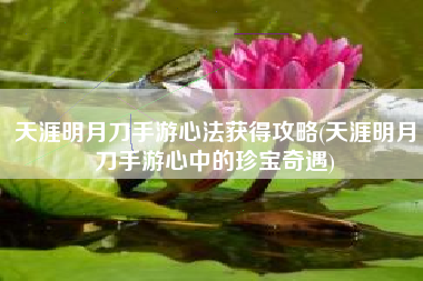 天涯明月刀手游心法获得攻略(天涯明月刀手游心中的珍宝奇遇)