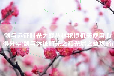 剑与远征时光之巅丛林秘境机关使用心得分享(剑与远征时光之巅光启之堑攻略)