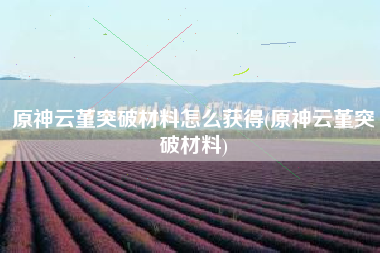 原神云堇突破材料怎么获得(原神云堇突破材料)