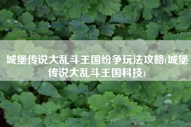 城堡传说大乱斗王国纷争玩法攻略(城堡传说大乱斗王国科技)