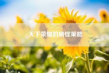 天下荣耀的刷怪策略