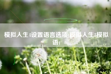 模拟人生4设置语言选项(模拟人生3模拟语)