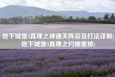 地下城堡3真理之神通关阵容及打法详解(地下城堡3真理之约哪里掉)