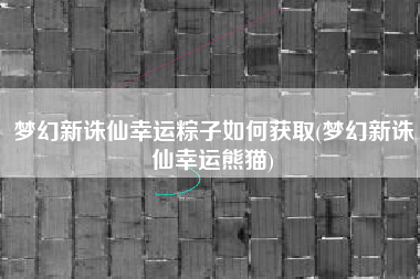 梦幻新诛仙幸运粽子如何获取(梦幻新诛仙幸运熊猫)
