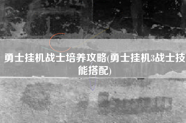 勇士挂机战士培养攻略(勇士挂机3战士技能搭配)