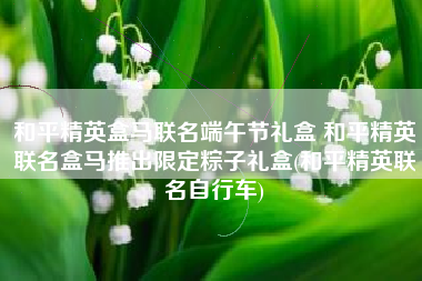 和平精英盒马联名端午节礼盒 和平精英联名盒马推出限定粽子礼盒(和平精英联名自行车)