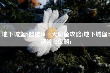 地下城堡2遗迹10一天魔鱼攻略(地下城堡2遗迹12攻略)