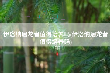 伊洛纳屠龙者值得培养吗(伊洛纳屠龙者值得培养吗)