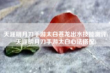 天涯明月刀手游太白苍龙出水技能测评(天涯明月刀手游太白心法搭配)