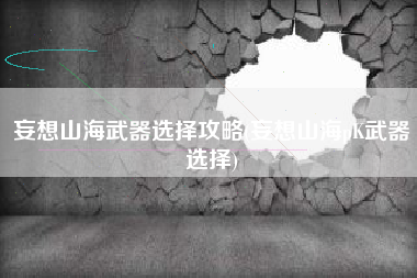 妄想山海武器选择攻略(妄想山海pK武器选择)