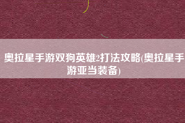 奥拉星手游双狗英雄2打法攻略(奥拉星手游亚当装备)