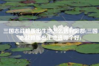 三国志战略版出生地怎么选丹阳郡(三国志战略版出生地选哪个好)