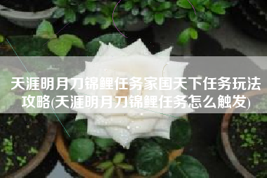 天涯明月刀锦鲤任务家国天下任务玩法攻略(天涯明月刀锦鲤任务怎么触发)