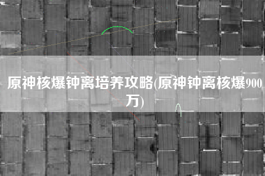 原神核爆钟离培养攻略(原神钟离核爆900万)